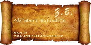 Zámbori Bolivár névjegykártya
